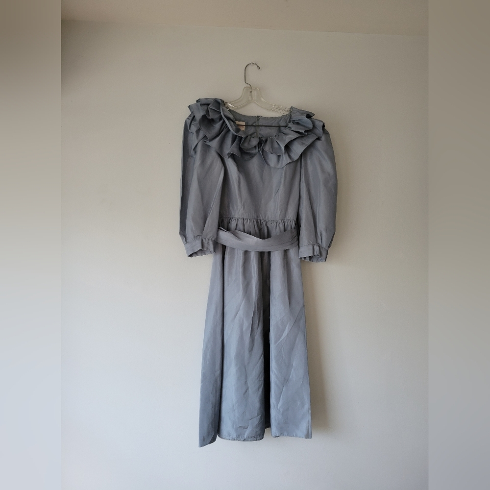 Vintage Richard warren blue dress Ruffle Neck 6